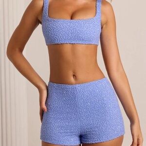 Oh Polly Powder Blue Embellished Shorts Set